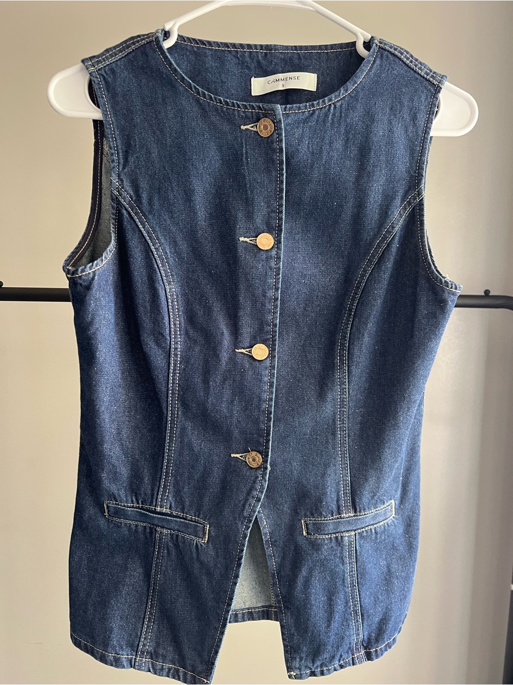 Commense Women's Dark Indigo Denim Vest